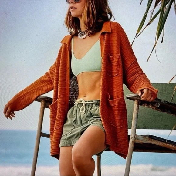 Free People Day Dreaming
Cardigan Sweater Cotton Knit
Slouchy Dad Casual Rust M - Picture 1 of 10